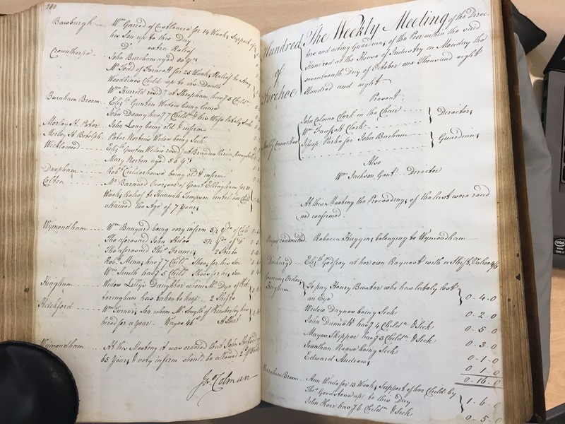Forehoe Hundred - House of Industry Minute Book 1807-1809 p280-281 image 1 Forehoe Hundred - House of Industry Minute Book 1807-1809 p280-281 image 1