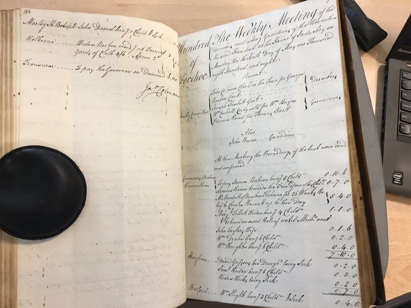 Forehoe Hundred - House of Industry Minute Book 1807-1809 p186-187 image 1