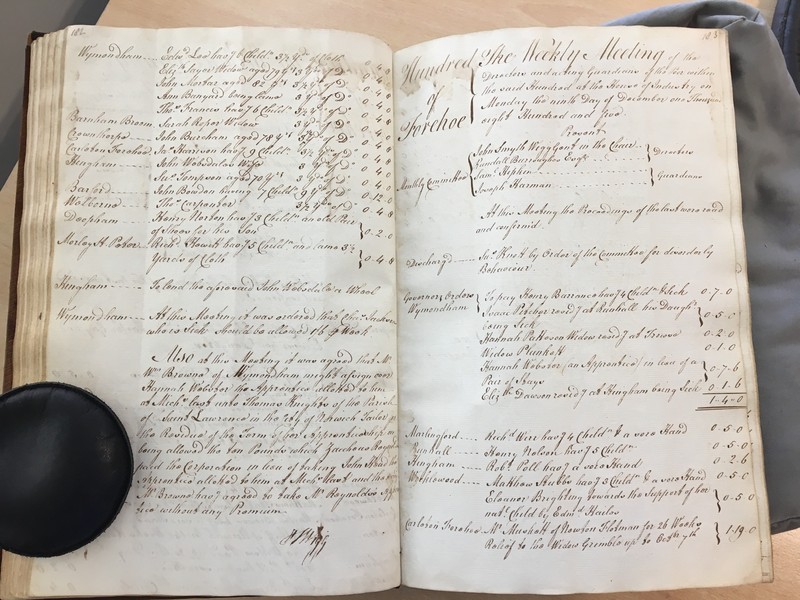 Forehoe Hundred - House of Industry Minute Book 1805-1807 p182-183 image 1 Forehoe Hundred - House of Industry Minute Book 1805-1807 p182-183 image 1