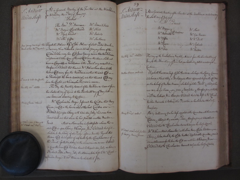 St Andrew Undershaft - Workhouse Minute Book 1732-1748 p58-59 image 1 St Andrew Undershaft - Workhouse Minute Book 1732-1748 p58-59 image 1