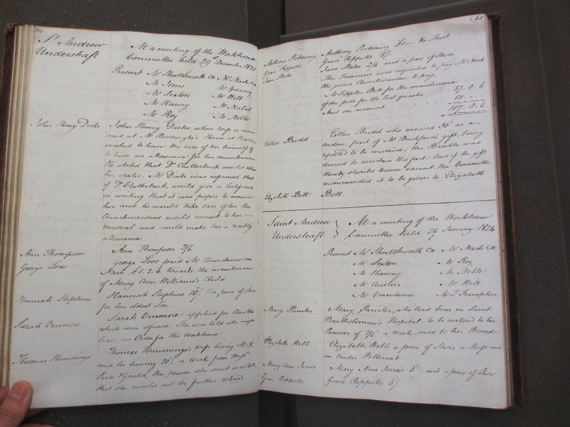 St Andrew Undershaft - Workhouse Minute Book 1822-1828 p64-65 image 1