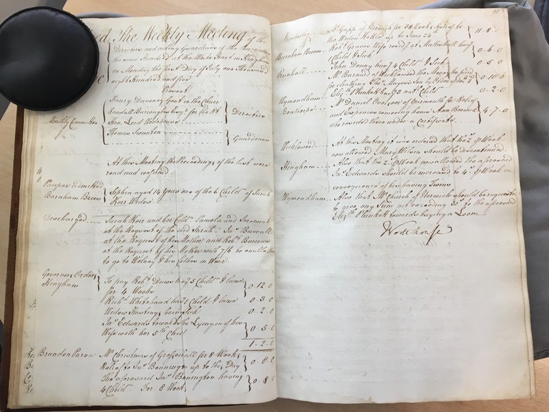 Forehoe Hundred - House of Industry Minute Book 1805-1807 p90-91 image 1