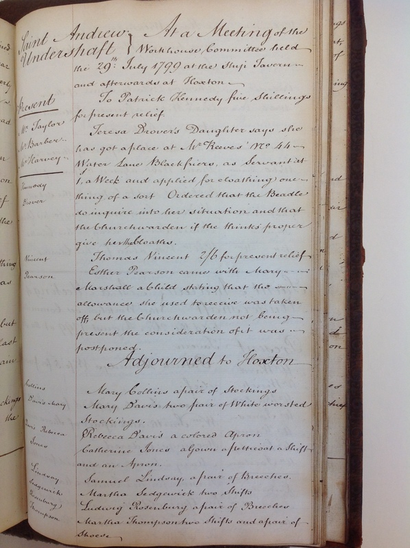 St Andrew Undershaft - Workhouse Minute Book 1780-1801 p233 image 1 St Andrew Undershaft - Workhouse Minute Book 1780-1801 p233 image 1