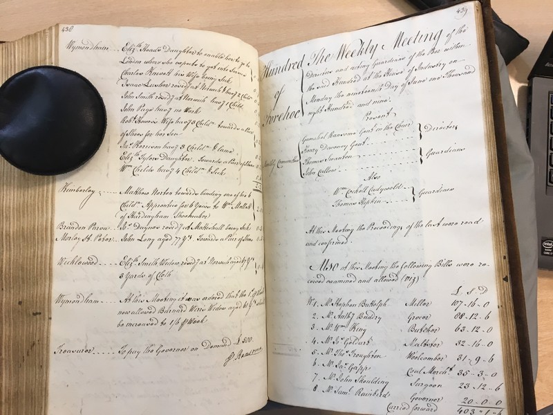Forehoe Hundred - House of Industry Minute Book 1807-1809 p438-439 image 1 Forehoe Hundred - House of Industry Minute Book 1807-1809 p438-439 image 1