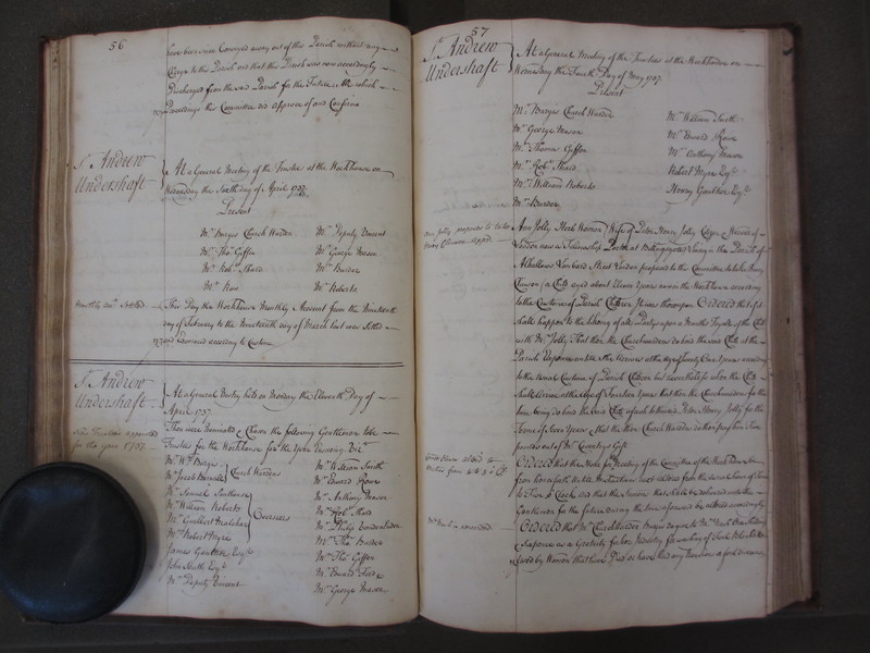 St Andrew Undershaft - Workhouse Minute Book 1732-1748 p56-57 image 1 St Andrew Undershaft - Workhouse Minute Book 1732-1748 p56-57 image 1