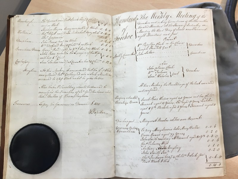 Forehoe Hundred - House of Industry Minute Book 1805-1807 p56-57 image 1