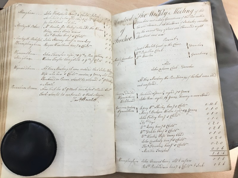 Forehoe Hundred - House of Industry Minute Book 1805-1807 p294-295 image 1 Forehoe Hundred - House of Industry Minute Book 1805-1807 p294-295 image 1