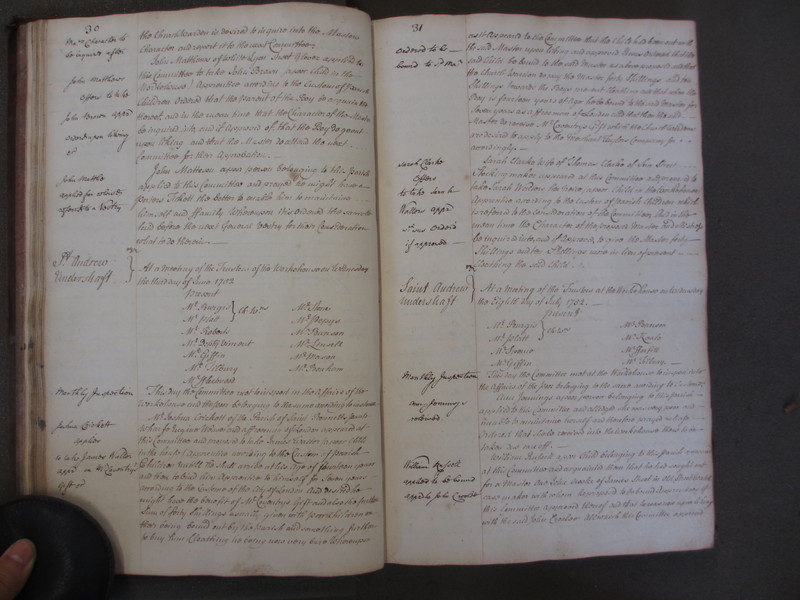 St Andrew Undershaft - Workhouse Minute Book 1748-1780 p30-31 image 1