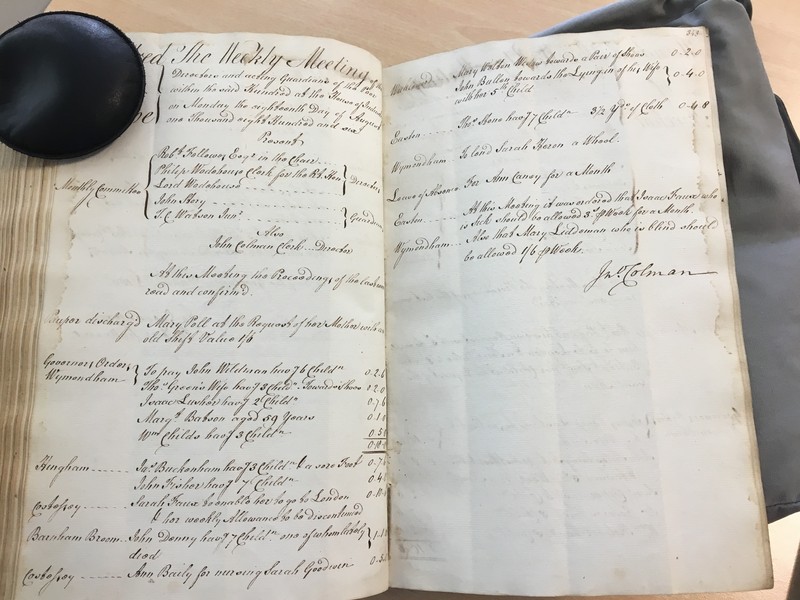 Forehoe Hundred - House of Industry Minute Book 1805-1807 p342-343 image 1 Forehoe Hundred - House of Industry Minute Book 1805-1807 p342-343 image 1