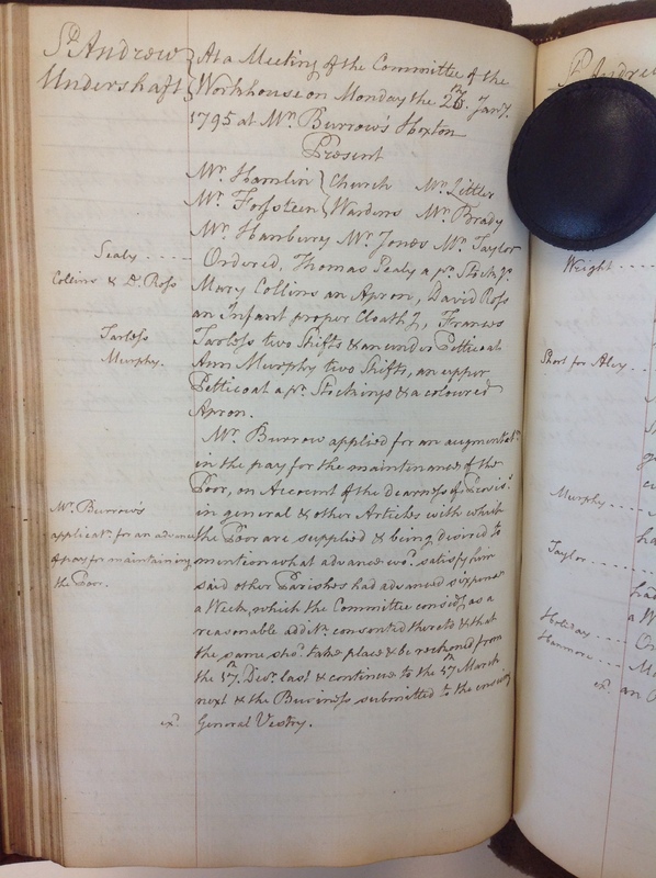 St Andrew Undershaft - Workhouse Minute Book 1780-1801 p166 image 1 St Andrew Undershaft - Workhouse Minute Book 1780-1801 p166 image 1