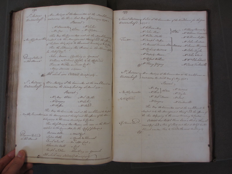 St Andrew Undershaft - Workhouse Minute Book 1748-1780 p198-199 image 1 St Andrew Undershaft - Workhouse Minute Book 1748-1780 p198-199 image 1