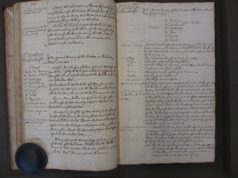 St Andrew Undershaft - Workhouse Minute Book 1732-1748 p28-29 image 1 St Andrew Undershaft - Workhouse Minute Book 1732-1748 p28-29 image 1