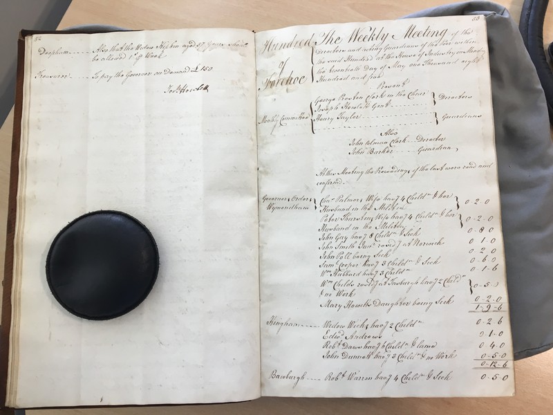 Forehoe Hundred - House of Industry Minute Book 1805-1807 p52-53 image 1