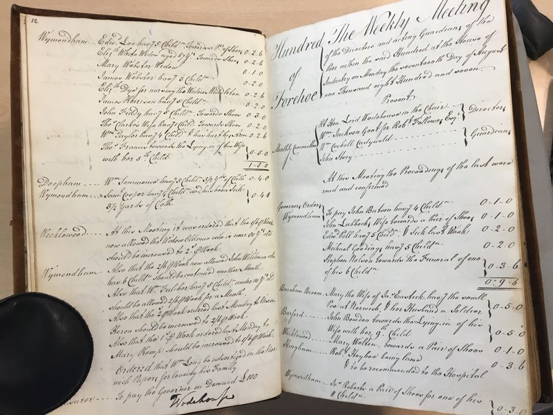 Forehoe Hundred - House of Industry Minute Book 1807-1809 p12-13 image 1 Forehoe Hundred - House of Industry Minute Book 1807-1809 p12-13 image 1