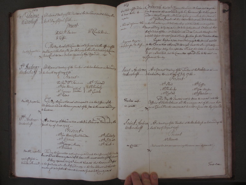 St Andrew Undershaft - Workhouse Minute Book 1732-1748 p162-163 image 1 St Andrew Undershaft - Workhouse Minute Book 1732-1748 p162-163 image 1