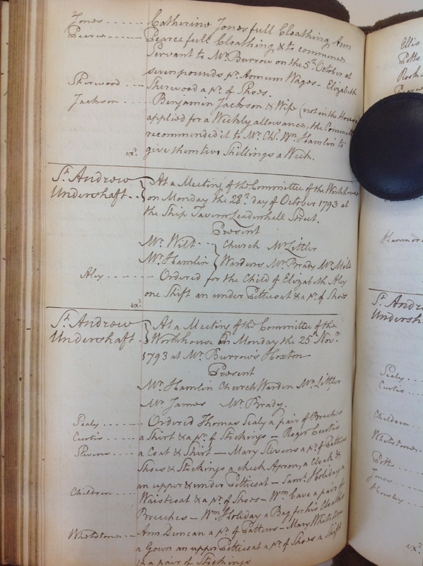 St Andrew Undershaft - Workhouse Minute Book 1780-1801 p154 image 1