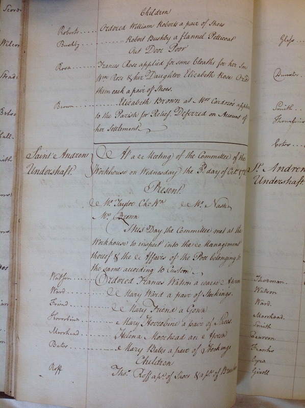 St Andrew Undershaft - Workhouse Minute Book 1780-1801 p28 image 1