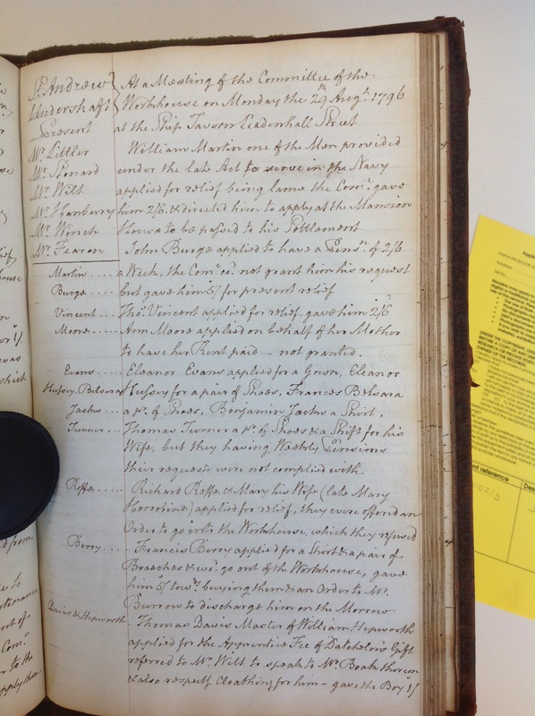 St Andrew Undershaft - Workhouse Minute Book 1780-1801 p185 image 1 St Andrew Undershaft - Workhouse Minute Book 1780-1801 p185 image 1