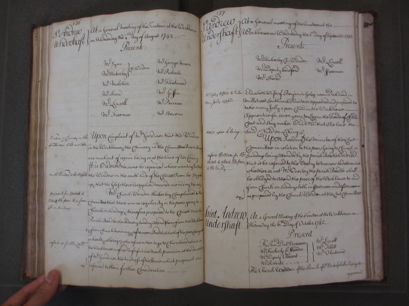 St Andrew Undershaft - Workhouse Minute Book 1732-1748 p136-137 image 1 St Andrew Undershaft - Workhouse Minute Book 1732-1748 p136-137 image 1
