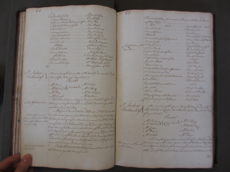 St Andrew Undershaft - Workhouse Minute Book 1748-1780 p66-67 image 1 St Andrew Undershaft - Workhouse Minute Book 1748-1780 p66-67 image 1