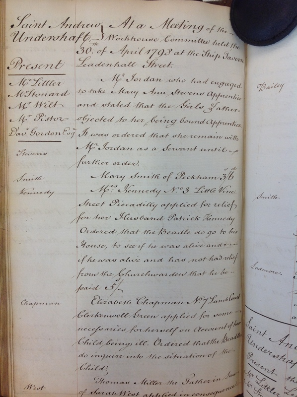 St Andrew Undershaft - Workhouse Minute Book 1780-1801 p214 image 1 St Andrew Undershaft - Workhouse Minute Book 1780-1801 p214 image 1