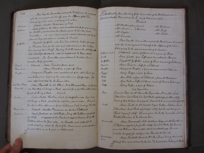 St Andrew Undershaft - Workhouse Minute Book 1748-1780 p280-281 image 1 St Andrew Undershaft - Workhouse Minute Book 1748-1780 p280-281 image 1