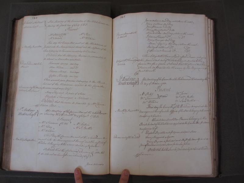 St Andrew Undershaft - Workhouse Minute Book 1748-1780 p144-145 image 1 St Andrew Undershaft - Workhouse Minute Book 1748-1780 p144-145 image 1