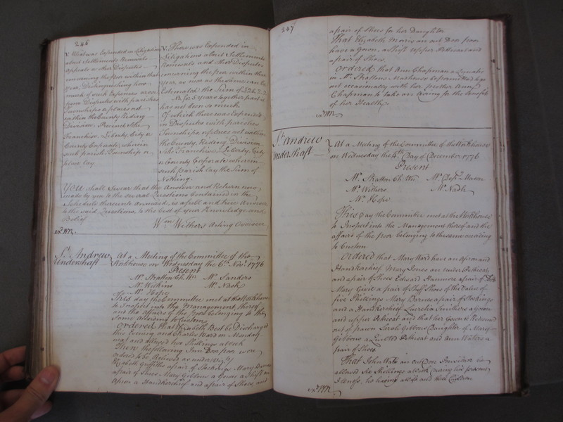St Andrew Undershaft - Workhouse Minute Book 1748-1780 p246-247 image 1 St Andrew Undershaft - Workhouse Minute Book 1748-1780 p246-247 image 1