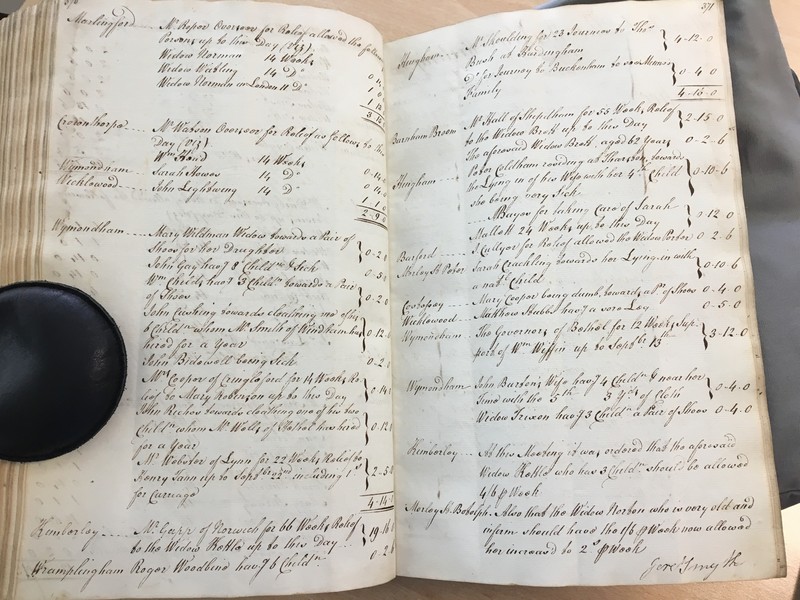 Forehoe Hundred - House of Industry Minute Book 1805-1807 p370-371 image 1 Forehoe Hundred - House of Industry Minute Book 1805-1807 p370-371 image 1