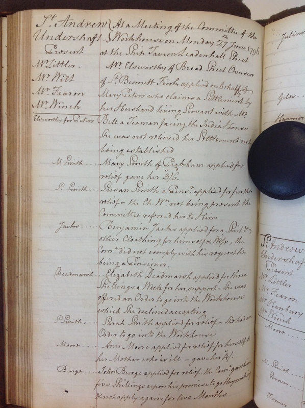St Andrew Undershaft - Workhouse Minute Book 1780-1801 p182 image 1 St Andrew Undershaft - Workhouse Minute Book 1780-1801 p182 image 1