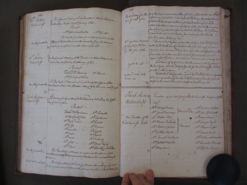 St Andrew Undershaft - Workhouse Minute Book 1732-1748 p160-161 image 1 St Andrew Undershaft - Workhouse Minute Book 1732-1748 p160-161 image 1