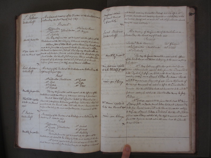 St Andrew Undershaft - Workhouse Minute Book 1732-1748 p170-171 image 1 St Andrew Undershaft - Workhouse Minute Book 1732-1748 p170-171 image 1