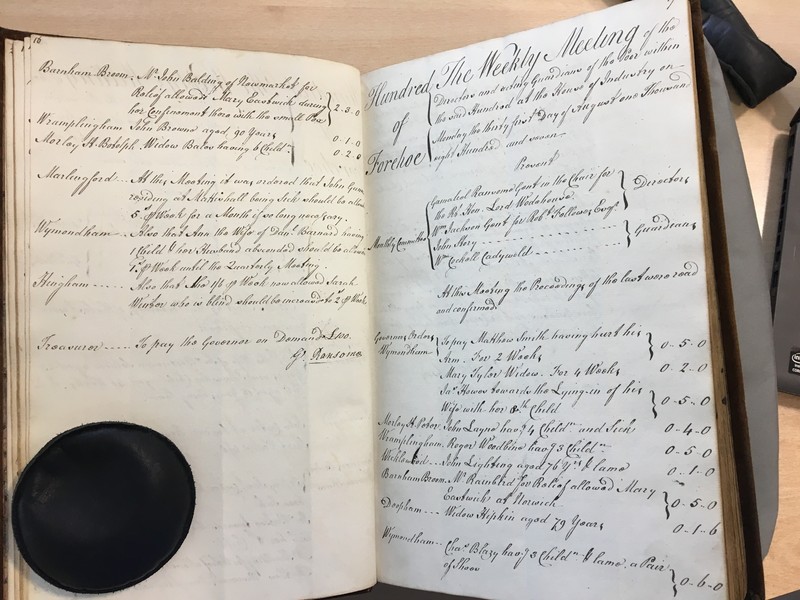 Forehoe Hundred - House of Industry Minute Book 1807-1809 p16-17 image 1 Forehoe Hundred - House of Industry Minute Book 1807-1809 p16-17 image 1