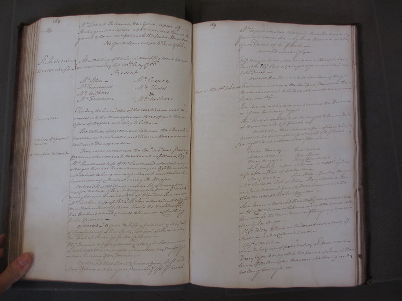 St Andrew Undershaft - Workhouse Minute Book 1748-1780 p168-169 image 1 St Andrew Undershaft - Workhouse Minute Book 1748-1780 p168-169 image 1