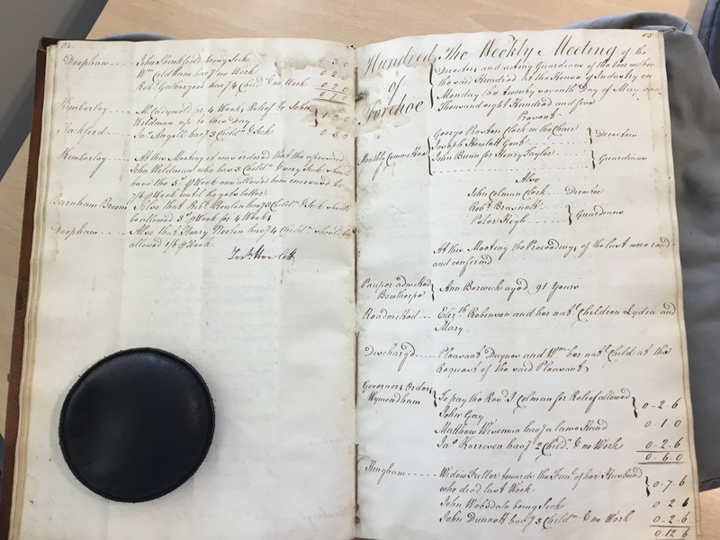 Forehoe Hundred - House of Industry Minute Book 1805-1807 p54-55 image 1