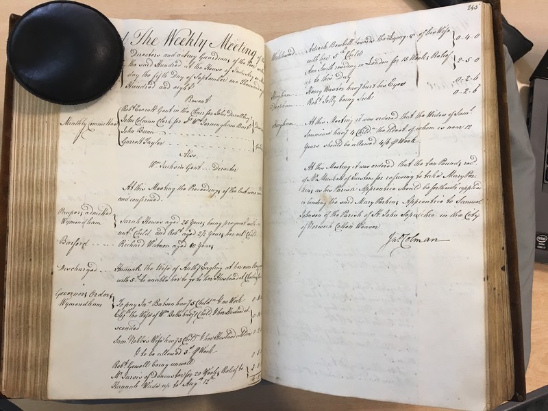 Forehoe Hundred - House of Industry Minute Book 1807-1809 p244-245 image 1