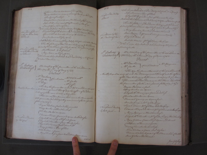 St Andrew Undershaft - Workhouse Minute Book 1748-1780 p112-113 image 1