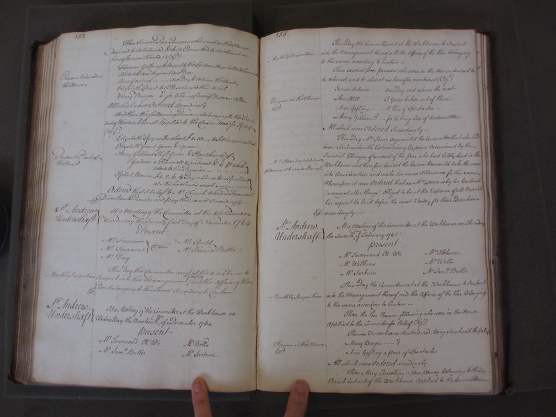 St Andrew Undershaft - Workhouse Minute Book 1748-1780 p152-155 image 1 St Andrew Undershaft - Workhouse Minute Book 1748-1780 p152-155 image 1