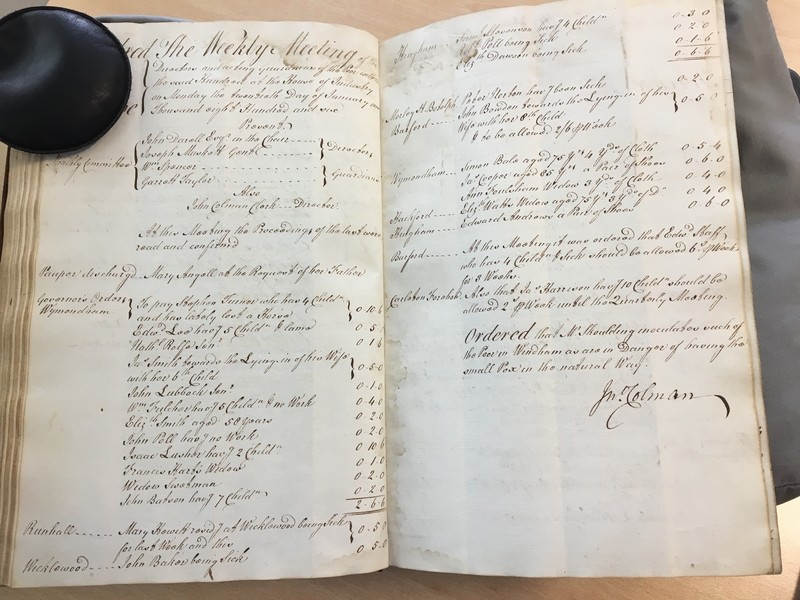 Forehoe Hundred - House of Industry Minute Book 1805-1807 p230-231 image 1