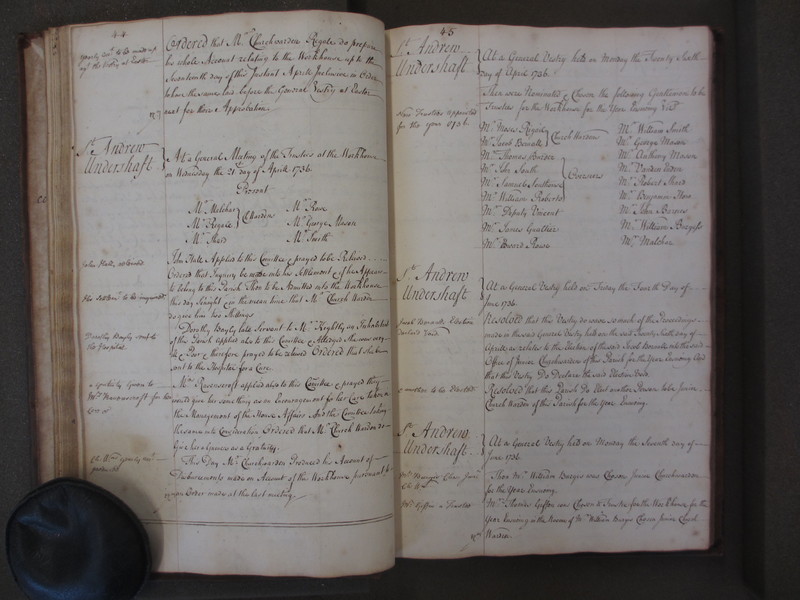 St Andrew Undershaft - Workhouse Minute Book 1732-1748 p44-45 image 1 St Andrew Undershaft - Workhouse Minute Book 1732-1748 p44-45 image 1