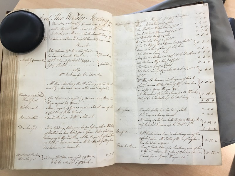 Forehoe Hundred - House of Industry Minute Book 1805-1807 p382-383 image 1 Forehoe Hundred - House of Industry Minute Book 1805-1807 p382-383 image 1