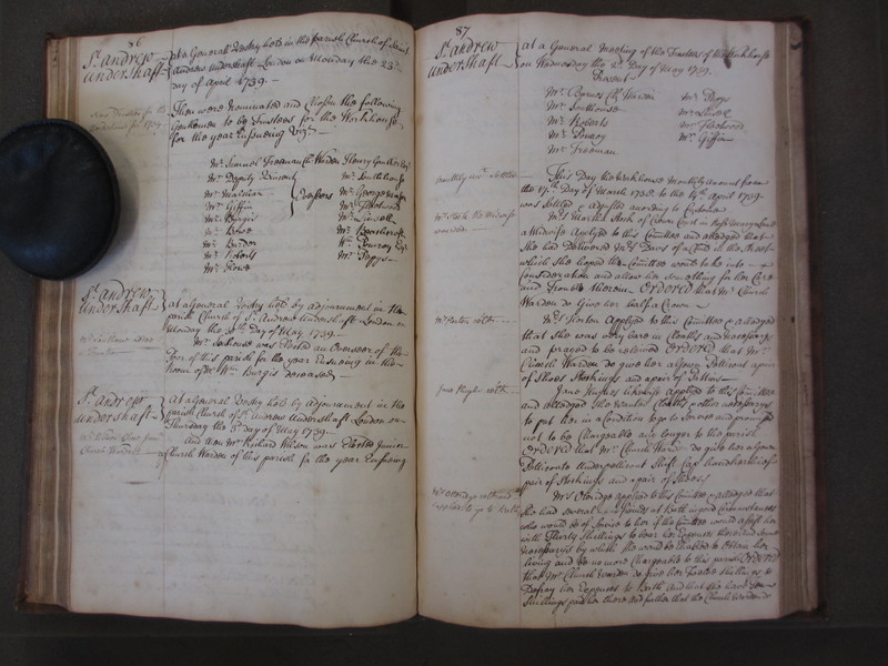 St Andrew Undershaft - Workhouse Minute Book 1732-1748 p86-87 image 1 St Andrew Undershaft - Workhouse Minute Book 1732-1748 p86-87 image 1