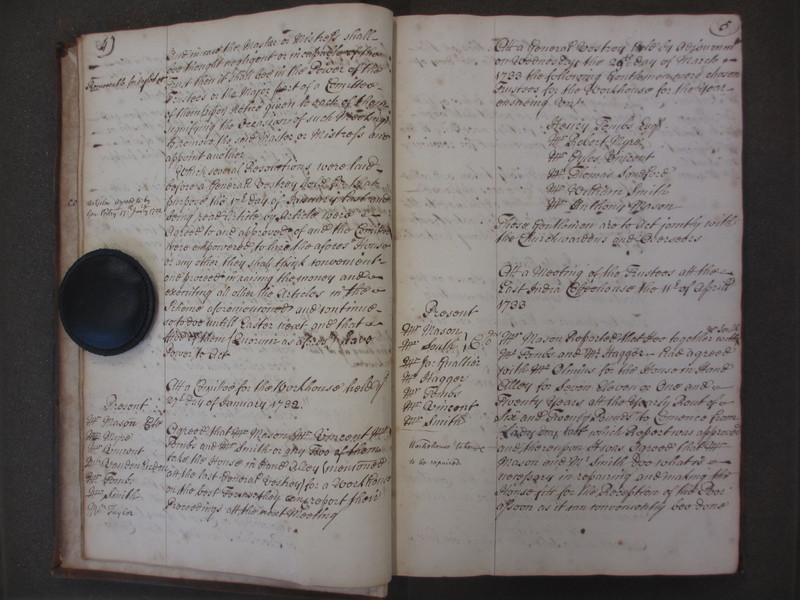 St Andrew Undershaft - Workhouse Minute Book 1732-1748 p4-5 image 1 St Andrew Undershaft - Workhouse Minute Book 1732-1748 p4-5 image 1