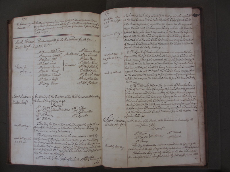 St Andrew Undershaft - Workhouse Minute Book 1732-1748 p178-179 image 1 St Andrew Undershaft - Workhouse Minute Book 1732-1748 p178-179 image 1