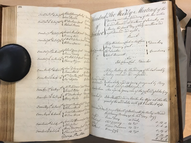 Forehoe Hundred - House of Industry Minute Book 1807-1809 p222-223 image 1