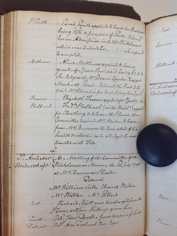 St Andrew Undershaft - Workhouse Minute Book 1780-1801 p124 image 1 St Andrew Undershaft - Workhouse Minute Book 1780-1801 p124 image 1