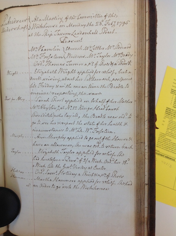 St Andrew Undershaft - Workhouse Minute Book 1780-1801 p167 image 1 St Andrew Undershaft - Workhouse Minute Book 1780-1801 p167 image 1