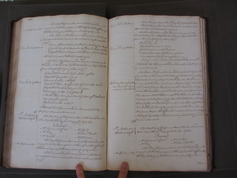St Andrew Undershaft - Workhouse Minute Book 1748-1780 p150-151 image 1 St Andrew Undershaft - Workhouse Minute Book 1748-1780 p150-151 image 1