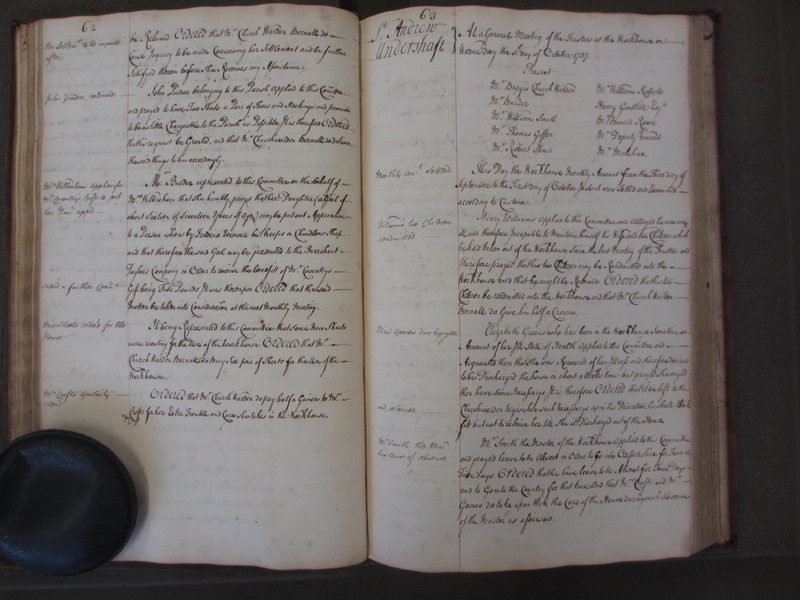 St Andrew Undershaft - Workhouse Minute Book 1732-1748 p62-63 image 1 St Andrew Undershaft - Workhouse Minute Book 1732-1748 p62-63 image 1