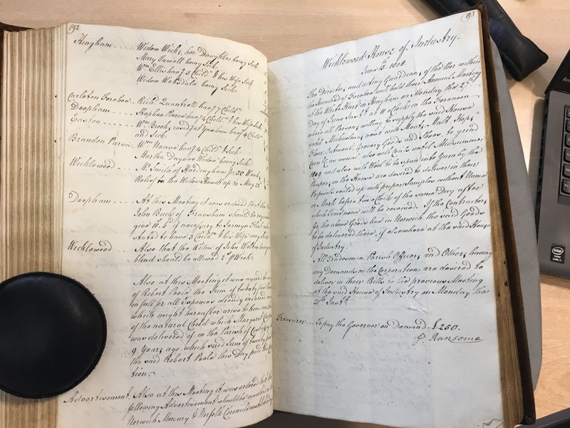 Forehoe Hundred - House of Industry Minute Book 1807-1809 p192-193 image 1